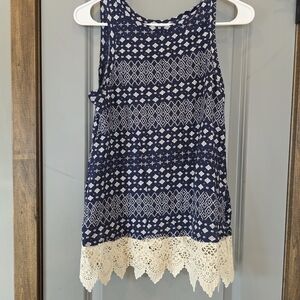 Maurices Navy and White Patterned Top